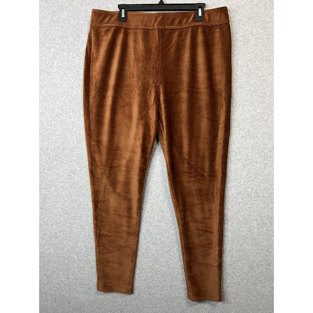 Susan Graver Plus Knit Corduroy Straight Leg Pull-On Pants Driftwood 1X (35,2)